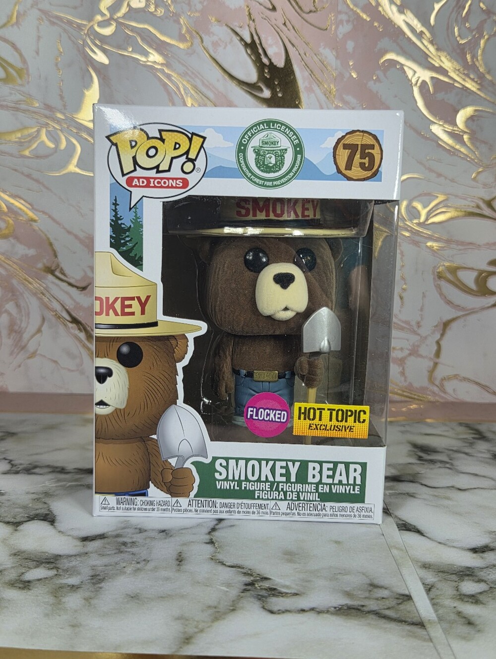 Funko Pop Ad Icons 75 Smokey Bear Flocked Hot Topic Exclusive MIB